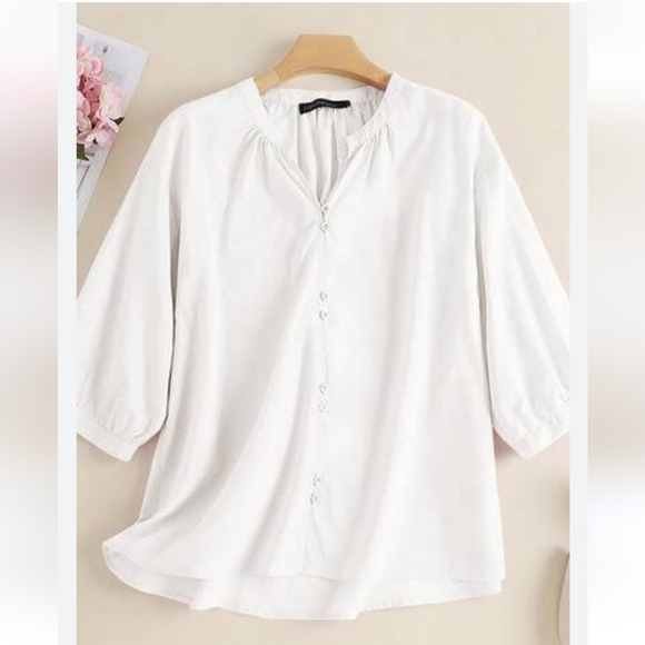 Tops - V- neck casual 3/4 sleeve blouse (free size)